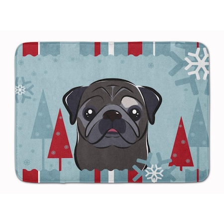 Micasa Winter Holiday Black Pug Machine Washable Memory Foam Mat MI887581